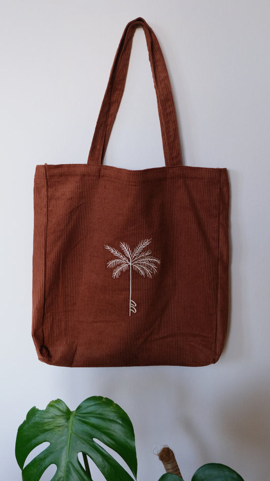 Cordtasche braun mit Palmtree